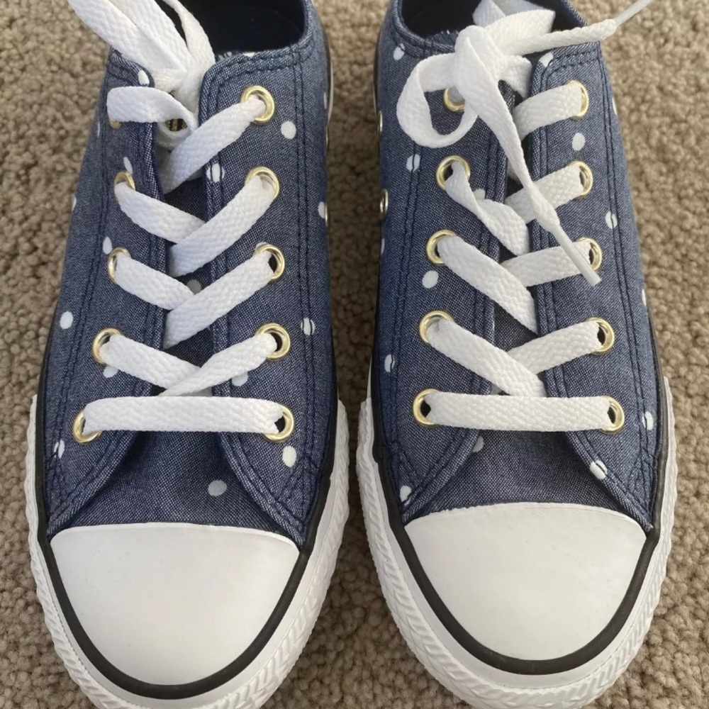 Converse Blue Polka dot shoes kid girl sz 13